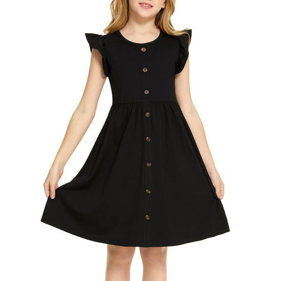 Toddler Baby Girl Dress Girl Casual Ruffle Sleeve Summer Dress Kids Beach Dresses