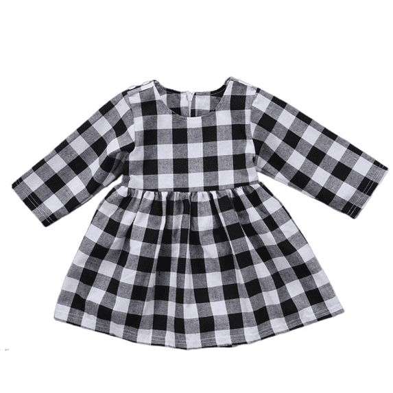 Toddler Baby Girl Dress Plaid Long Sleeve Princess Wedding Party Kids Tutu Dresses Clothes Outfits