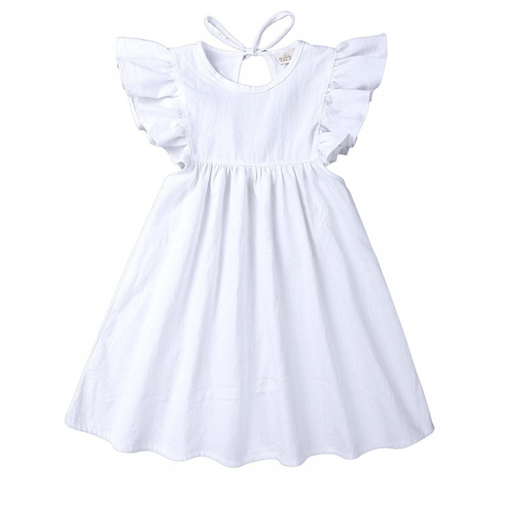 Summer Sleeveless Casual Dress White For Baby Girls main image 0