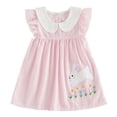 thumbnail image 1 of Toddler Baby Girl Easter Outfit Bunny Embroidery Smocked Dress Ruffle Sleeve Plaid Dress Cute Easter Clothes (Red, 3-4 Years), 1 of 6