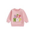 thumbnail image 1 of Toddler Baby Girl Easter Outfit Sequin Letter Embroidery Long Sleeve Crewneck Sweatshirt Tops Cute Spring Clothes, 1 of 8