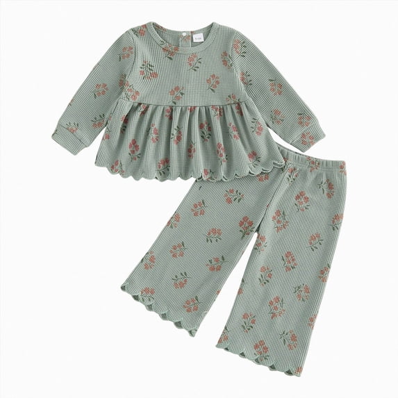 Toddler Baby Girl Fall Clothes Print Long Sleeve Pullover Tops + Pant Sets Winter Outfits 6-12 Months 12-24 Months 2t 3t 4t 5t 6t 7t 8t 9t Children,Lightweight 3-4 Years