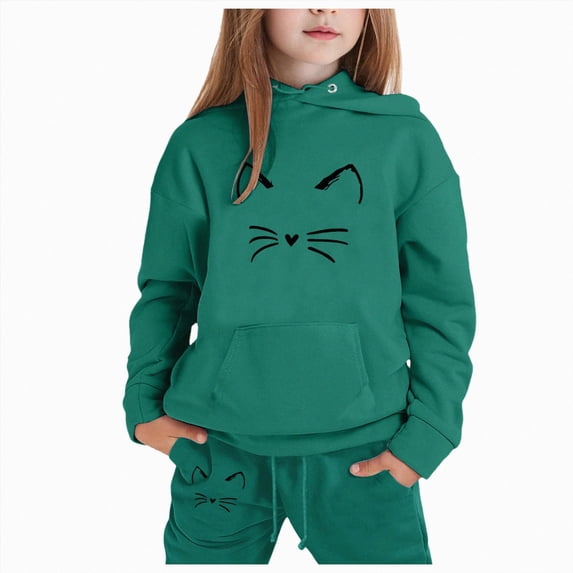 Toddler Baby Girl Fall Clothes Set Long Sleeve Letter Print Sweatshirt Pants Outfits 6-12 Months 12-24 Months 2t 3t 4t 5t 6t 7t 8t 9t Children Dark Green 12-13 Years