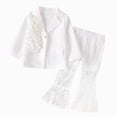 thumbnail image 1 of Toddler Baby Girl Fall Outfit Long Sleeve Letter Pullover Sweatshirt Pants Outfits 6-12 Months 12-24 Months 2t 3t 4t 5t 6t 7t 8t 9t Children White 5-6 Years, 1 of 7