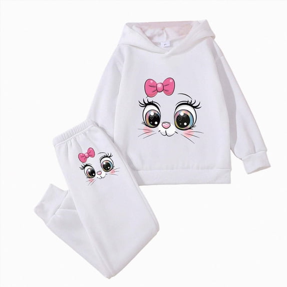 Toddler Baby Girl Fall Winter Clothes Crewneck Sweatshirt Long Sleeve Print Shirt and Pants Outfits 6-12 Months 12-24 Months 2t 3t 4t 5t 6t 7t 8t 9t Children White 6-7 Years