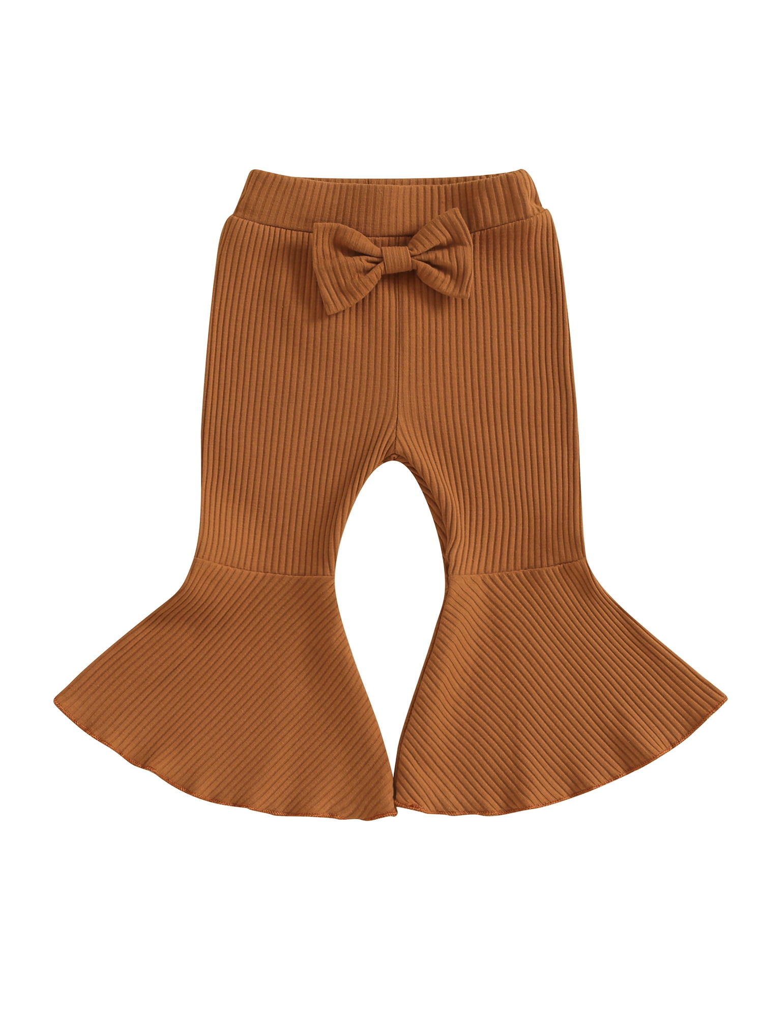 Toddler Baby Girl Flare Pants Solid Color Ribbed Elastic Bell Bottoms