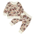 thumbnail image 1 of Toddler Baby Girl Football Outfit Rugby Bow Long Sleeve Sweatshirt and Pants Set 2Pcs game Fall Winter Clothes Girls 18-24 Months Clothing Sets, 1 of 7
