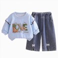 thumbnail image 1 of Toddler Baby Girl Funny Letter Long Sleeve Sweatshirt Pullover Tops Joggers Pants Set Fall Winter Outfits 6-12 Months 12-24 Months 2t 3t 4t 5t 6t 7t 8t 9t Children Blue 2-3 Years, 1 of 5