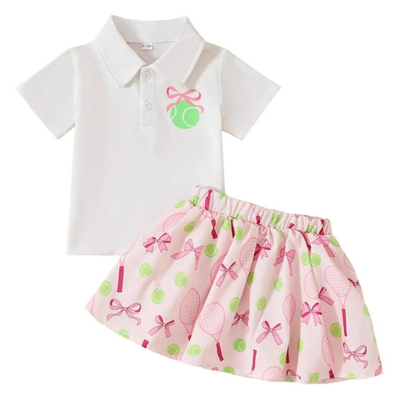 Toddler Baby Girl Golf Outfit Golf Print Polo Shirt Sleeveless Tank Top Mini Skirt Set Cute Girls Summer Clothes Baby Girl Golf Outfit 3-6 Months