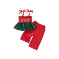 thumbnail image 1 of Toddler Baby Girl Halloween Christmas Outfit Smocked Spaghetti Strap Tank Top Wide Leg Pants Set, 1 of 9