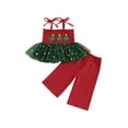 thumbnail image 1 of Toddler Baby Girl Halloween Christmas Outfit Smocked Spaghetti Strap Tank Top Wide Leg Pants Set, 1 of 8