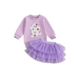 thumbnail image 1 of Toddler Baby Girl Halloween Outfit 1-6 Years Kids Ghost Embroidered Long Sleeve Sweatshirt Elastic Waist Tulle Skirt 2Pcs Cute Fall Clothes Set, 1 of 9