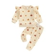 thumbnail image 1 of Toddler Baby Girl Halloween Outfit Pumpkin Ruffle Sweatshirt Pullover Tops Elastic Jogger Pants Set Fall Winter Clothes, 1 of 8