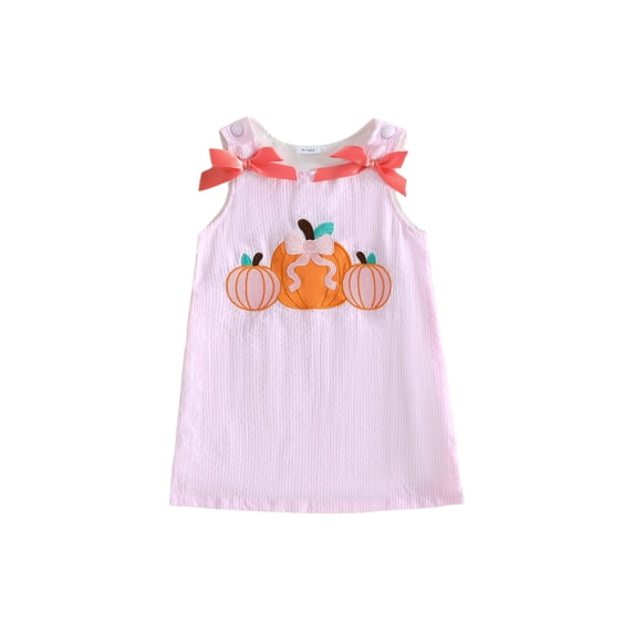 Toddler Baby Girl Halloween Thanksgiving Outfit Bow Sleeveless Cutest Pumpkin Turkey Dress Clothes