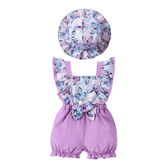 Toddler Baby Girl Heart Print Suspender Romper Jumpsuit Playsuit Holiday Clothes Kids Summer Outfit Girls Summer Set 3-24 Months,6-9 Months