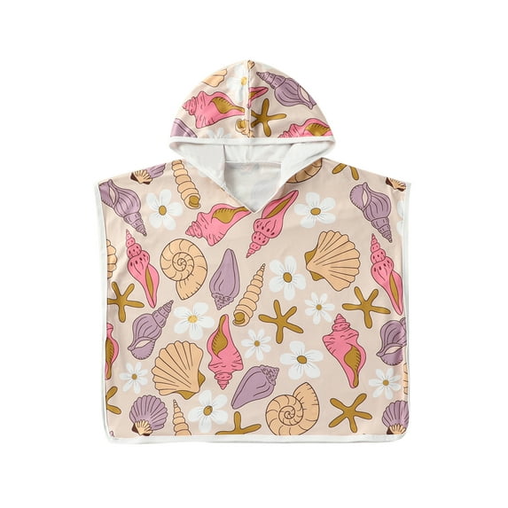 Toddler Baby Girl Hooded Beach Towels Infant Floral Swimsuit Cover up Summer Absorbent Quick Dry Beach Bath Poncho Towel Cloak