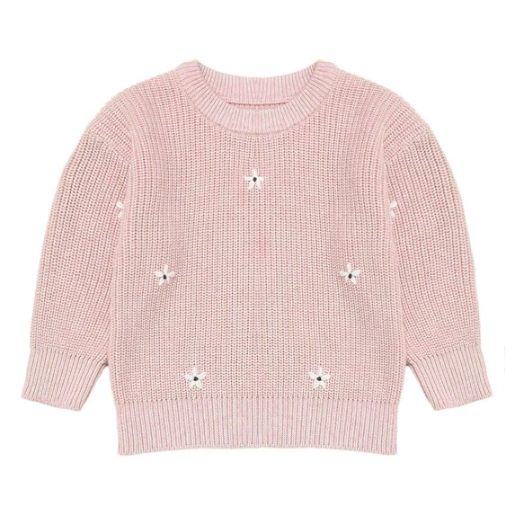 Toddler Baby Girl Knit Sweater Infant Warm Long Sleeve Flower Pullover Sweatshirt Fall Winter Clothes