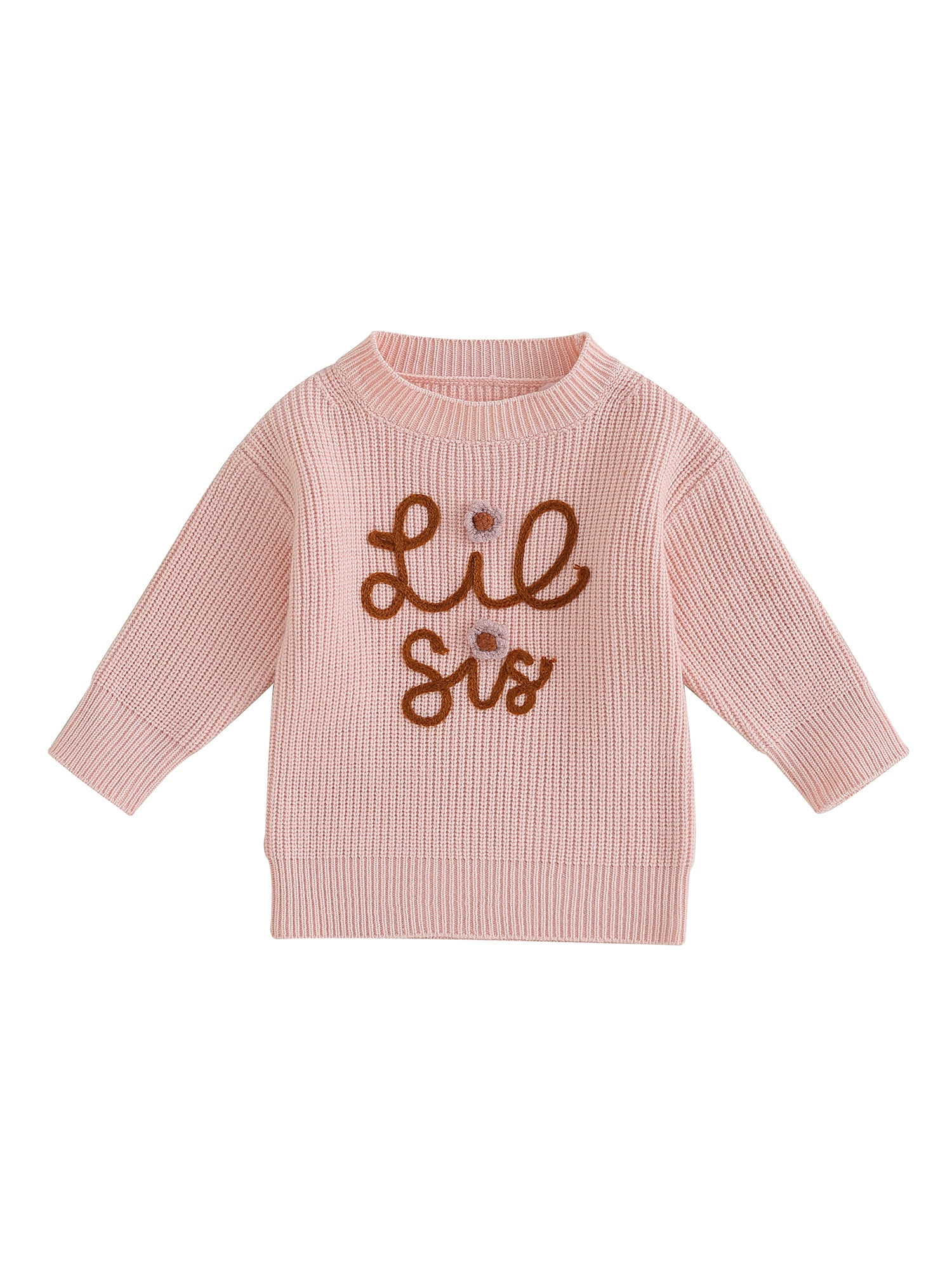 Toddler Baby Girl Knitted Sweater Long Sleeve Letter Embroidery