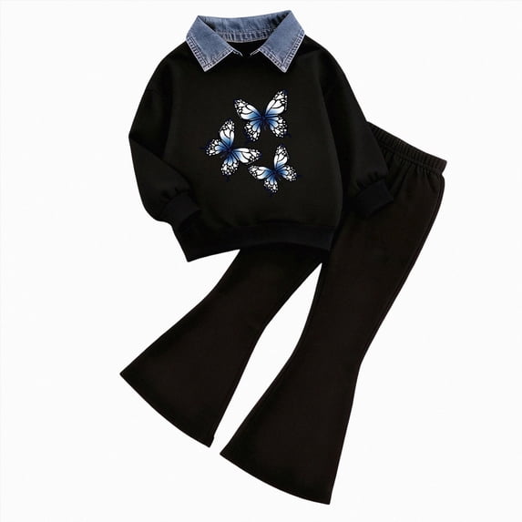 Toddler Baby Girl Long Sleeve Hooded Pullover Colorblock Sweatshirt + Pants Fall Winter Outfit Set 6-12 Months 12-24 Months 2t 3t 4t 5t 6t 7t 8t 9t Children D 2-3 Years