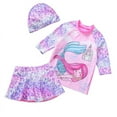 thumbnail image 1 of Toddler Baby Girl Long Sleeve Swimsuits UPF 50+ Two Piece Rash Guard Set with Hat, 1 of 8