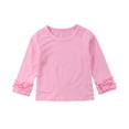 thumbnail image 1 of Toddler Baby Girl Long Sleeve T-shirt Crew Neck Cotton Ruffles Solid Color Tops for Spring and Autumn, 1 of 8
