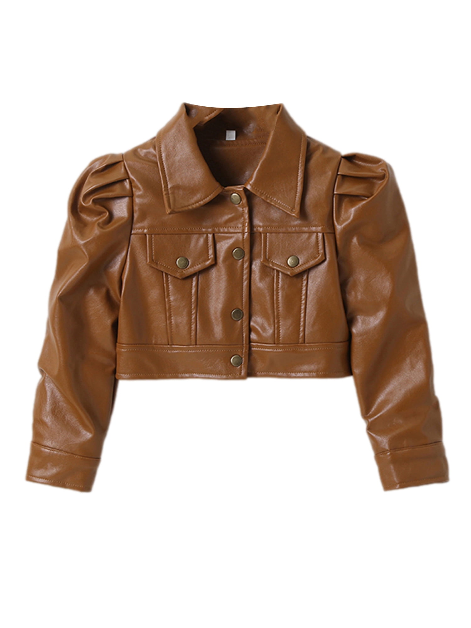 Toddler Baby Girl Motorcycle Faux Leather Jackets Long Sleeve Fashion