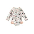 thumbnail image 1 of Toddler Baby Girl One Piece Swimsuit Long Sleeve Zipper Ruffle Swimwear Floral Bathing Suit Rash Guard Beachwear, 1 of 7