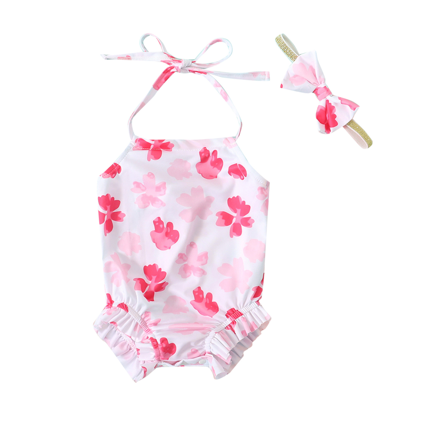 Toddler Baby Girl OnePiece Cartoon Prints Swimsuit Sport Bikini Set