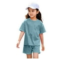 thumbnail image 1 of Toddler Baby Girl Outfit Newborn Girl Summer Clothes Short Sleeve T Shirt Checkerboard Top Set Elastic Waist Shorts Girls Summer Set 1-11 Years,1-2 Years, 1 of 6
