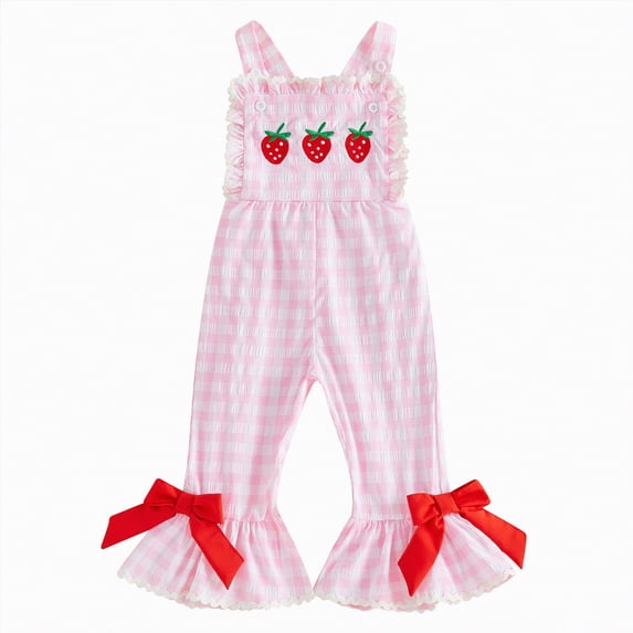 Toddler Baby Girl Outfit Overalls Colorful Romper Cute 6 12 18 Months 1T 2T 3T 4T 5T Bell Bottoms Suspender Jumpsuit Pants One-Piece Outift Gibobby,4-5 Years,Red