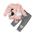 thumbnail image 1 of Toddler Baby Girl Outfit Set Swan Print Tops + Pants 2Pcs for Baby Girls Clothes Pink 9-12 Months, 1 of 6