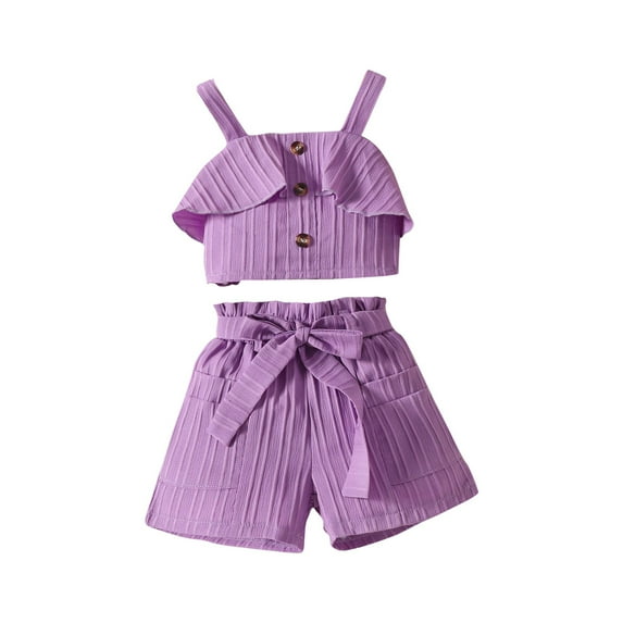 Toddler Baby Girl Outfit Solid Color Tops And Shorts Set Summer Clothes 6 12 18 24 Months 2t 3t 4t