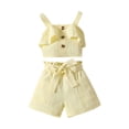 thumbnail image 1 of Toddler Baby Girl Outfit Solid Color Tops And Shorts Set Summer Clothes 6 12 18 24 Months 2t 3t 4t, 1 of 3