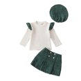 thumbnail image 1 of Toddler Baby Girl Outfits Fall Winter Clothes Knitted Cotton Long Sleeves Tops Mini Skirts Set, 1 of 8