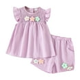 thumbnail image 1 of Toddler Baby Girl Outfits Floral Summer Clothes Infant Spring Ruffle Sleeve Shirt Tops Cute Shorts Set, 1 of 5