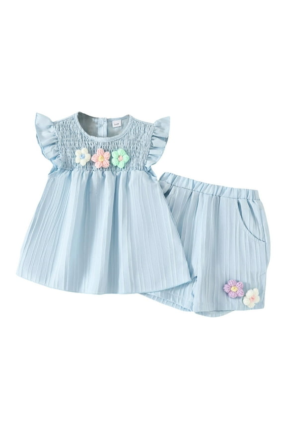 Toddler Baby Girl Outfits Floral Summer Clothes Infant Spring Short Sleeve Shirt Tops Cute Shorts Set