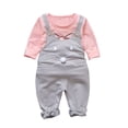 thumbnail image 1 of Toddler Baby Girl Outfits Long Sleeve Cotton Shirt with Cute Adjustable Strap Trousers Overalls Set, 1 of 3