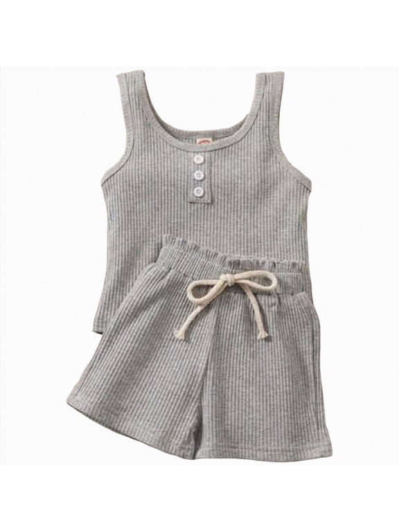 Toddler Baby Girl Outfits Solid Summer Clothes Infant Waffle Short Sleeve Shirt Tops Cute Shorts Set Kaprioy Toddler Girl Clothes 18 24 Months 2T 3T 4T 5T 6T 7T 8T