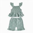 thumbnail image 1 of Toddler Baby Girl Outfits Summer Clothes Set Bow Tie Ruffle Strap Top and Elastic Shorts Set Cute Outfits 9 12 18 24 Months 2T 3T, 1 of 4
