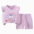 thumbnail image 1 of Toddler Baby Girl Outfits Summer Clothes Set Cute Rabbit Print Ruffle Sleeveless Top and Shorts Set Cute Pattern Printed Outfits 3 6 12 18 24 Months 3T 4T 5T 6T, 1 of 4