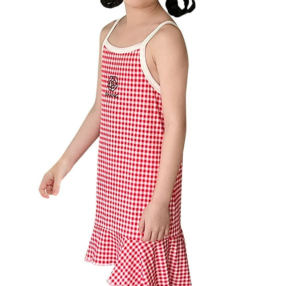 Toddler Baby Girl Pajama Dress Girls 8 Camisole Nightgown Pajamas Dress Toddler Girls Nightgowns Sleepwear Cat Lounge Flutter Short Sleeves Outfit Night Gowns for Kids #Hot Pink 4-5 Years