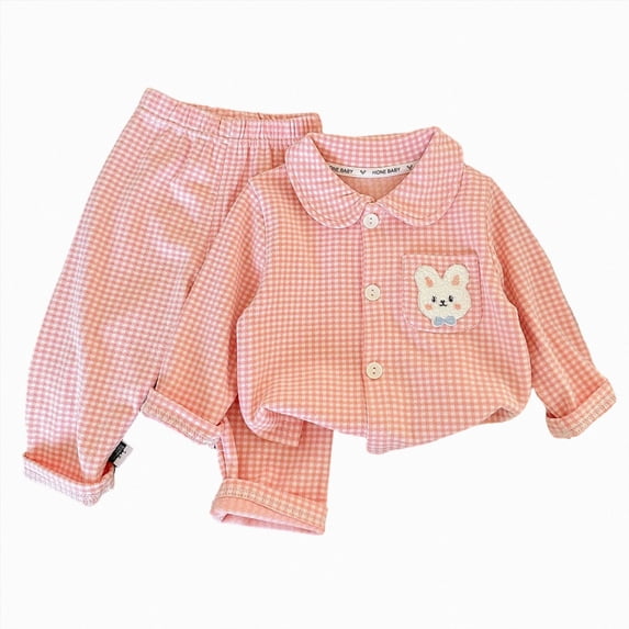 Toddler Baby Girl Pajama Set Boy Girls Long Sleeve Sleepwear 2 Piece Set Kid Cotton Loungewear 0-6 Months Boy Girl Pink Fall Winter Tops+Pants Pajamas & Dailywear Set