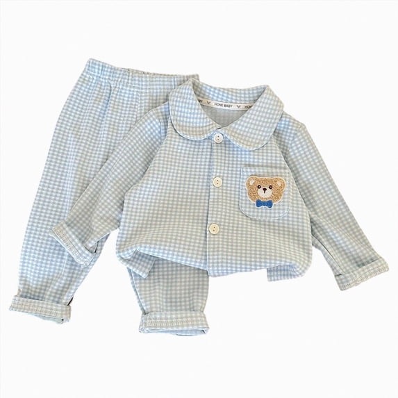 Toddler Baby Girl Pajama Set Boy Girls Long Sleeve Sleepwear 2 Piece Set Kid Cotton Loungewear 7-8 Years Boy Girl Blue Fall Winter Tops+Pants Pajamas & Dailywear Set