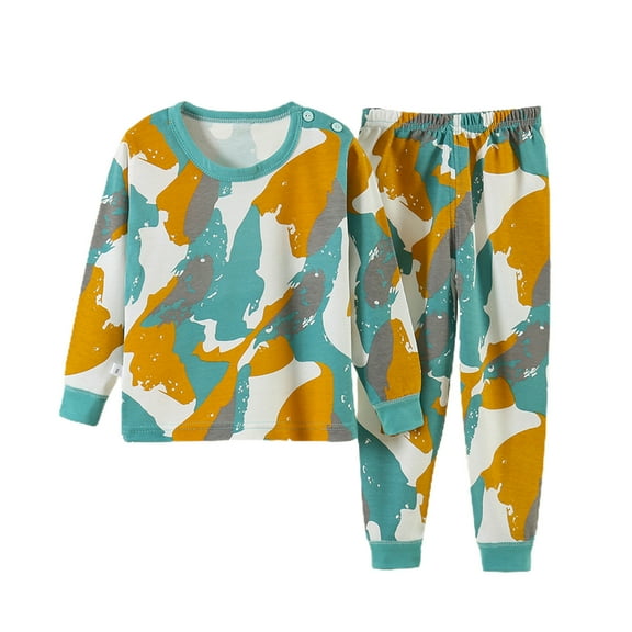 Toddler Baby Girl Pajama Set Kids Little Boys Girls 2PCS Sleepwear Soft Cotton Solid Pajamas Sets for 2-12 Years Long Sleeve Home Wear Pajamas Boys Long Sleeve Sleepwear 2 Piece Pjs Set