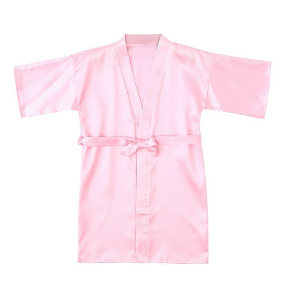 Toddler Baby Girl Pajama Set Toddler Baby Kids Girls Solid Silk Satin Kimono Robes Bathrobe Sleepwear Clothes Coat Boys Long Sleeve Sleepwear 2 Piece Pjs Set