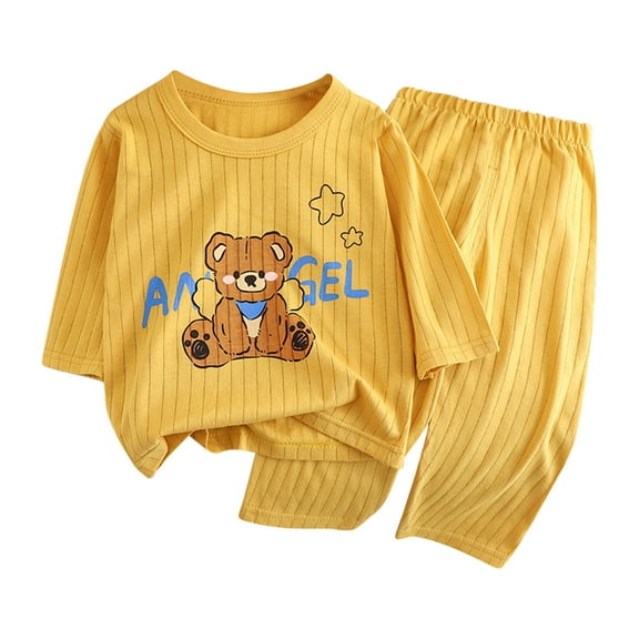 Toddler Baby Girl Pajama Set Toddler Kids Kid Girls Boys' Casual Long Sleeve Casual Loungewear Thin Home Clothing Two Piece Set Boys Long Sleeve Sleepwear 2 Piece Pjs Set