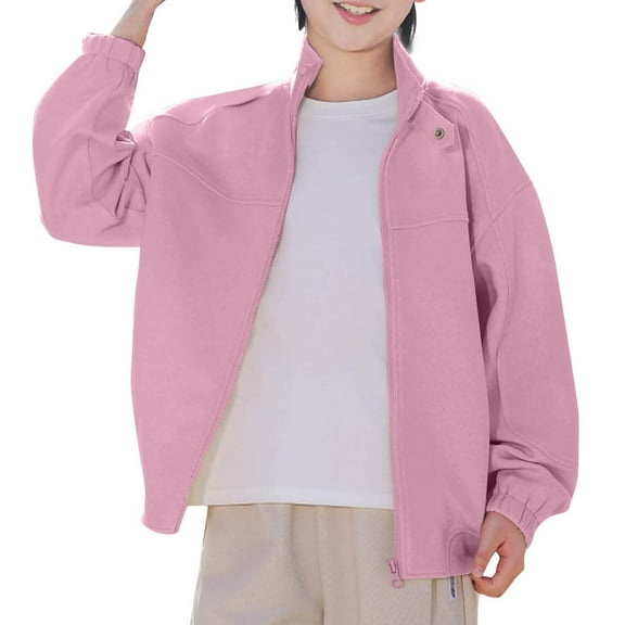 Toddler Baby Girl Plus Size Light Raincoat New Plus Size Fall Jacket for Teen Boys Girls Lightweight Zip up Coat Soft Warm Long Sleeve Outerwear Pinky 11-12 Years