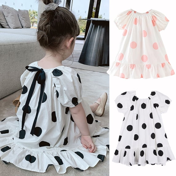 Toddler Baby Girl Polka Dot Princess Dress Kids Loose Summer Party Tutu Dress 1-7T