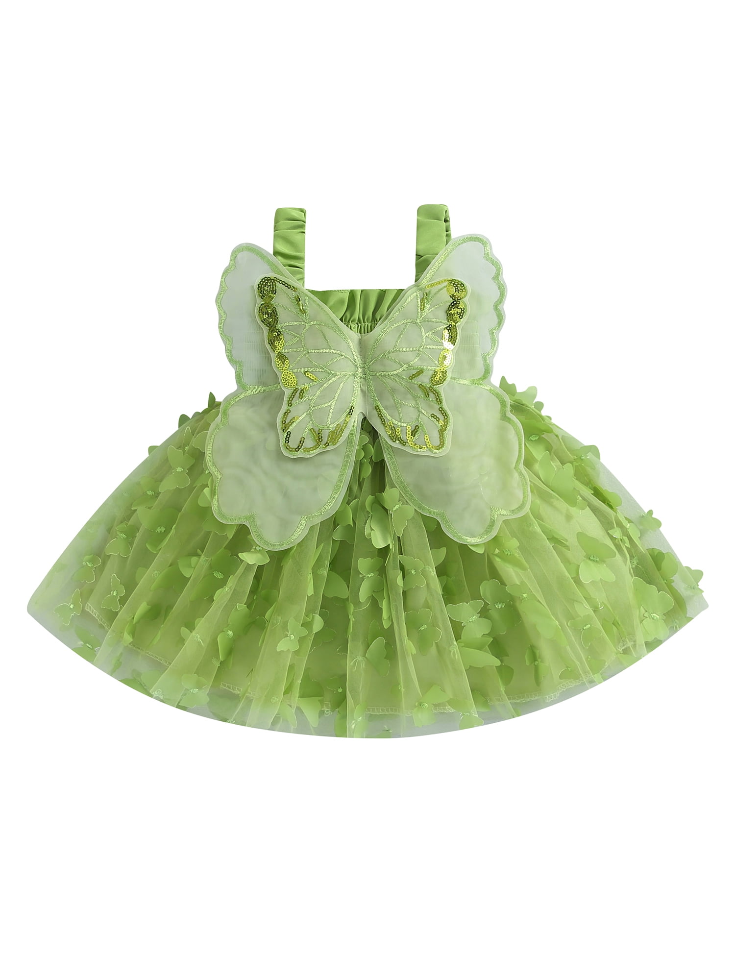 Toddler Girl Halloween Dress – Bat/Ghost Print, Tulle Layered With Butterfly Wings