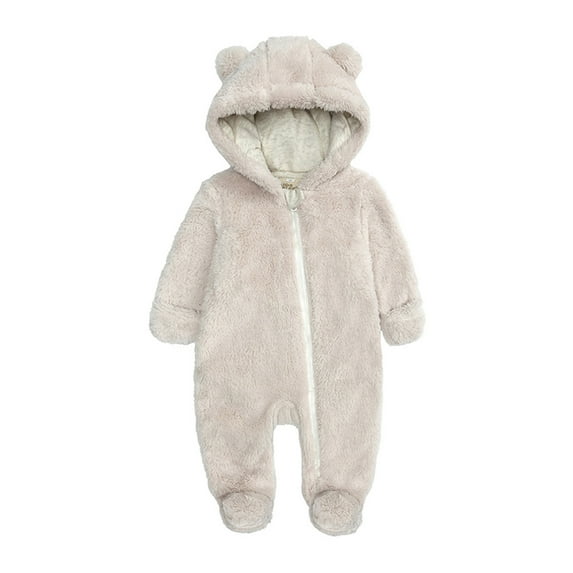 Toddler Baby Girl Romper Boys Winter Jumpsuit Solid Hooded Zipper Coat Outwear Clothes Size 9-12 Months